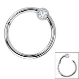 Steel Hinged Segment Ring with a Jewelled Ball (Clicker) - SKU 32913