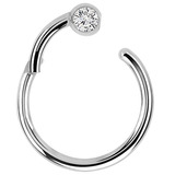 Steel Hinged Segment Ring with a Jewelled Ball (Clicker) - SKU 32913