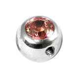 Steel Side-threaded Jewelled Balls 1.6x8mm Light Pink