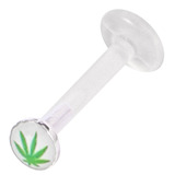 Bioflex Push-fit Labret with 925 Sterling Silver Ganja Logo Top - SKU 32961