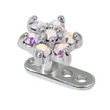 Titanium Dermal Anchor with Steel Claw Set Jewelled Flower 2.5mm, Crystal AB