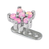 Titanium Dermal Anchor with Claw Set 5 point Steel Opal Flower Top 2.5mm, Steel 5-Point Opal Flower in Pink