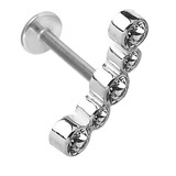 Steel Labret with Steel 5 Jewelled Arc 1.2mm 1.2mm, 8mm, Crystal Clear