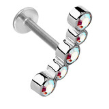 Steel Labret with Steel 5 Jewelled Arc 1.2mm 1.2mm, 10mm, Crystal AB