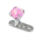 Titanium Dermal Anchor with Steel Claw Set Opal 2.5mm, Steel Claw Set Pink Opal