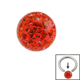 Smooth Glitzy Ball (Clip-in ball for BCRs) 4mm, Red