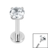 Titanium Internally Threaded Labrets 1.2mm - Titanium Claw Set Round Jewel 1.2mm, 8mm, 4mm Crystal Clear