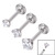 Titanium Triple Piercing with Titanium Tops - Internally Threaded Claw Set Jewelled Labrets 1.2mm - SKU 33114