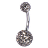 Belly Bar - Steel with Smooth Glitzy Ball (8mm and 5mm balls) - SKU 33122