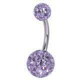 Belly Bar - Steel with Smooth Glitzy Ball (8mm and 5mm balls) - SKU 33128