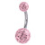 Belly Bar - Steel with Smooth Glitzy Ball (8mm and 5mm balls) - SKU 33133