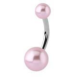 Acrylic Pearl Ball Belly Bar - Steel Shaft - SKU 33154