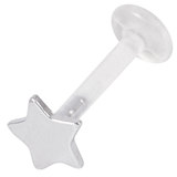 Bioflex Push-fit Labret with 925 Sterling Silver Star 1.2mm, 8mm