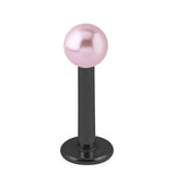 Black Steel Labret with Acrylic Pearl Ball 1.2mm 1.2mm, 5mm, 3mm Pink
