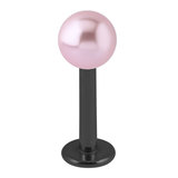 Black Steel Labret with Acrylic Pearl Ball 1.2mm 1.2mm, 5mm, 4mm Pink