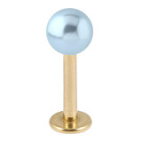 Zircon Steel Labret with Acrylic Pearl Ball 1.2mm 1.2mm, 12mm, 4mm Light Blue