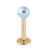 Zircon Steel Labret with Acrylic Pearl Ball 1.2mm 1.2mm, 7mm, 3mm Light Blue