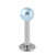 Steel Labret with Acrylic Pearl Ball 1.2mm 1.2mm, 12mm, 3mm Light Blue - alternative image