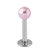 Steel Labret with Acrylic Pearl Ball 1.2mm 1.2mm, 12mm, 3mm Pink - alternative image