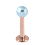 Rose Gold Steel Labret with Acrylic Pearl Ball 1.2mm 1.2mm, 6mm, 3mm Light Blue