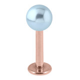 Rose Gold Steel Labret with Acrylic Pearl Ball 1.2mm 1.2mm, 10mm, 4mm Light Blue