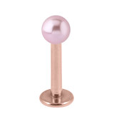 Rose Gold Steel Labret with Acrylic Pearl Ball 1.2mm 1.2mm, 5mm, 3mm Pink