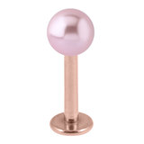 Rose Gold Steel Labret with Acrylic Pearl Ball 1.2mm 1.2mm, 5mm, 4mm Pink