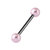 Black Steel Micro Barbell with Acrylic Pearl Balls 1.2mm 1.2mm, 6mm, 4mm Pink - alternative image