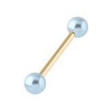 Zircon Steel Micro Barbell with Acrylic Pearl Balls 1.2mm 1.2mm, 12mm, 4mm Light Blue