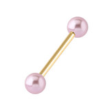 Zircon Steel Micro Barbell with Acrylic Pearl Balls 1.2mm 1.2mm, 10mm, 3mm Pink