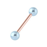 Rose Gold Steel Micro Barbell with Acrylic Pearl Balls 1.2mm 1.2mm, 5mm, 3mm Light Blue