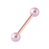 Rose Gold Steel Micro Barbell with Acrylic Pearl Balls 1.2mm 1.2mm, 6mm, 3mm Pink