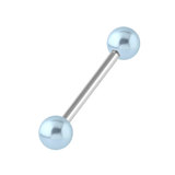 Steel Micro Barbell with Acrylic Pearl Balls 1.2mm 1.2mm, 12mm, 3mm Light Blue