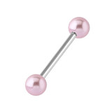 Steel Micro Barbell with Acrylic Pearl Balls 1.2mm 1.2mm, 5mm, 4mm Pink