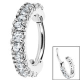 Steel 2.2mm Pave Set Jewelled Edge Hinged Clicker Ring - SKU 33545