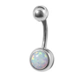 Belly Bar - Steel with Inset Opal - SKU 33596