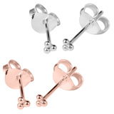 Sterling Silver Asia Trinity Ear Stud Earrings ES32 Sterling Silver and Rose Gold Sterling Silver Ear Studs (2 pairs)