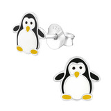 Sterling Silver Penguin Ear Stud Earrings - SKU 33745