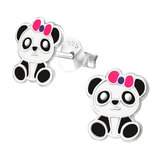 Sterling Silver Pretty Panda Ear Stud Earrings - SKU 33749