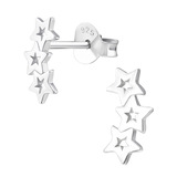 Sterling Silver Outline Triple Star Arc Ear Stud Earrings - SKU 33756