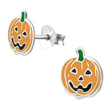 Sterling Silver Pumpkin Ear Stud Earrings - SKU 33758