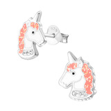 Sterling Silver Sparkly Unicorn Ear Stud Earrings - SKU 33763