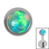 Titanium Bezel Set Opal Disk for Internal Thread shafts in 1.2mm - SKU 33811