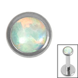 Titanium Bezel Set Opal Disk for Internal Thread shafts in 1.2mm - SKU 33813