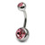 Titanium Double Jewelled Belly Bars 14mm Mirror Polish - SKU 33878