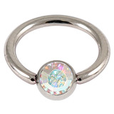 Steel Jewelled BCR 1.0mm Crystal AB / 10