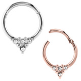 Steel Hinged Segment Ring with Jewelled Triangle (Clicker) Steel and Rose Gold (Pack of 2), 1.2mm, 10mm