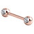 Steel Double Jewelled Nipple Bar - Front Facing Gems - SKU 33907