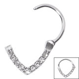 Steel Jewelled V-Shape Hinged Segment Ring (Clicker) - SKU 33916