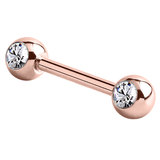 Steel Double Jewelled Nipple Bar - Front Facing Gems - SKU 33957